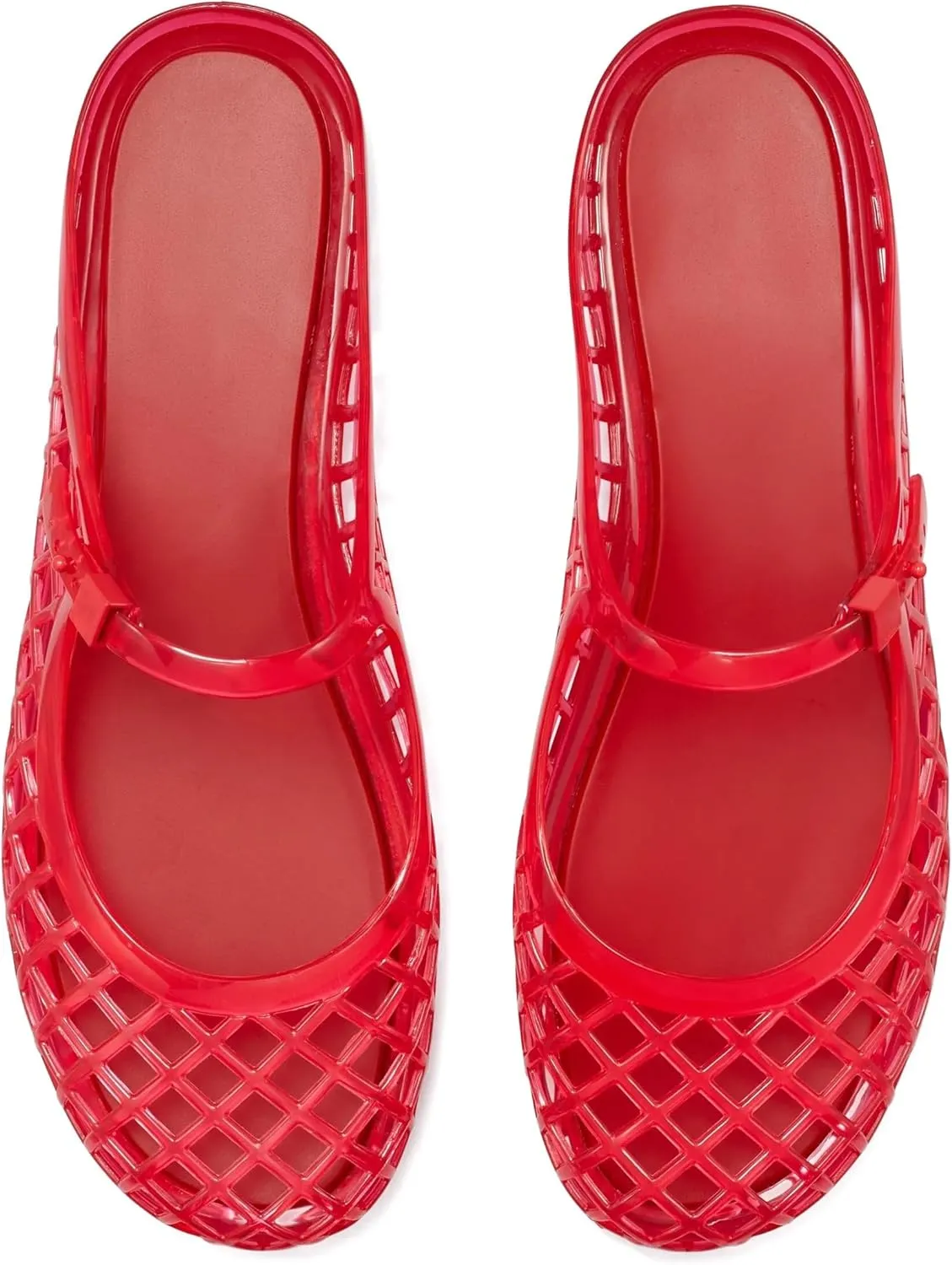 Kluolandi Clear Mary Jane Jelly Shoes for Women Slip On Mules Comfortable Closed Toe Flat Jelly Sandals Summer Mesh Slides
