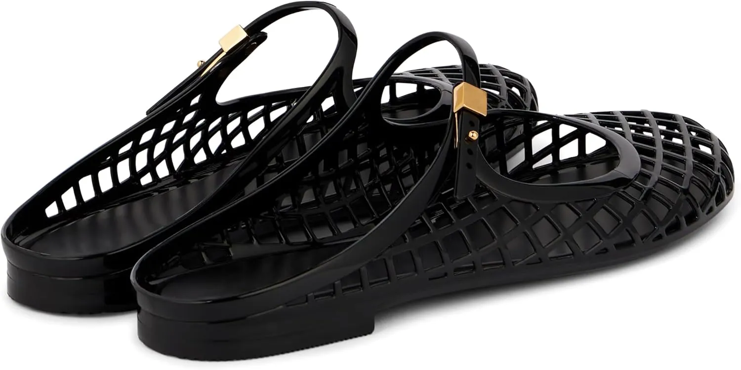 Kluolandi Clear Mary Jane Jelly Shoes for Women Slip On Mules Comfortable Closed Toe Flat Jelly Sandals Summer Mesh Slides