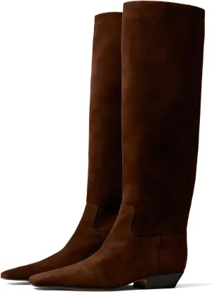 Knee High Boots for Women Chunky Low Heels Square Toe Tall Boots Long Boots Pull on Fashion Casual