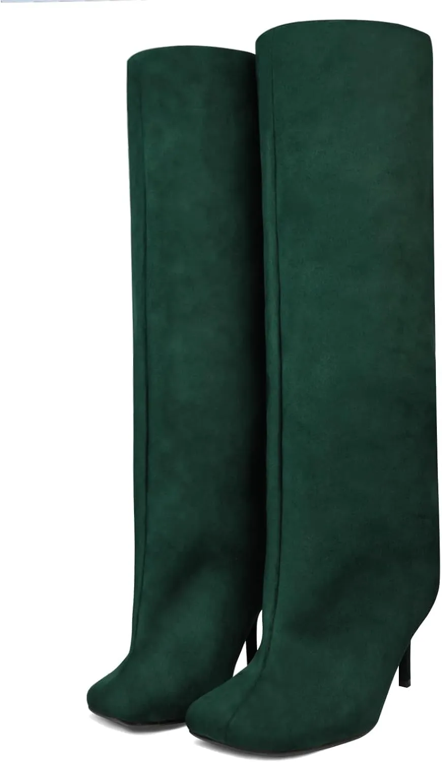 Knee High Boots Wide Calf Women Long Suede Square Toe Bootie Tall Cute Slouchy Fashion Boots Ladies Fall Booties