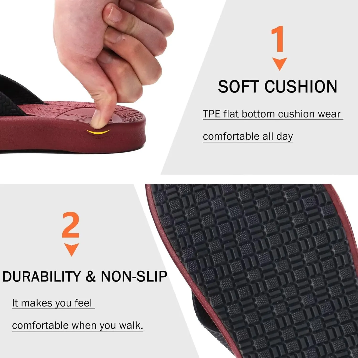 KuaiLu Mens Flip Flops Arch Support Comfortable Summer Beach Thong Sandals Yoga Foam Cushion Slip on Slippers