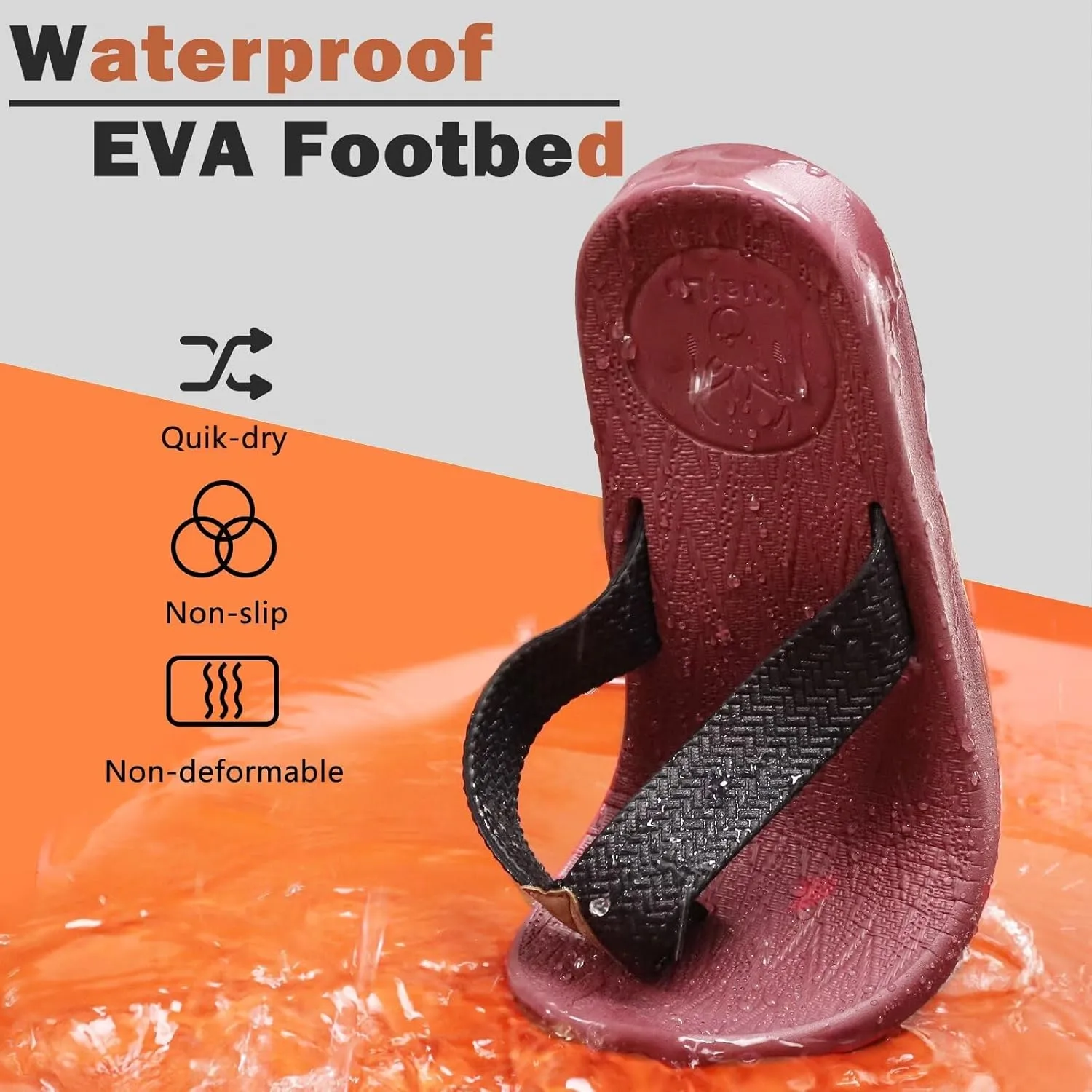 KuaiLu Mens Flip Flops Arch Support Comfortable Summer Beach Thong Sandals Yoga Foam Cushion Slip on Slippers