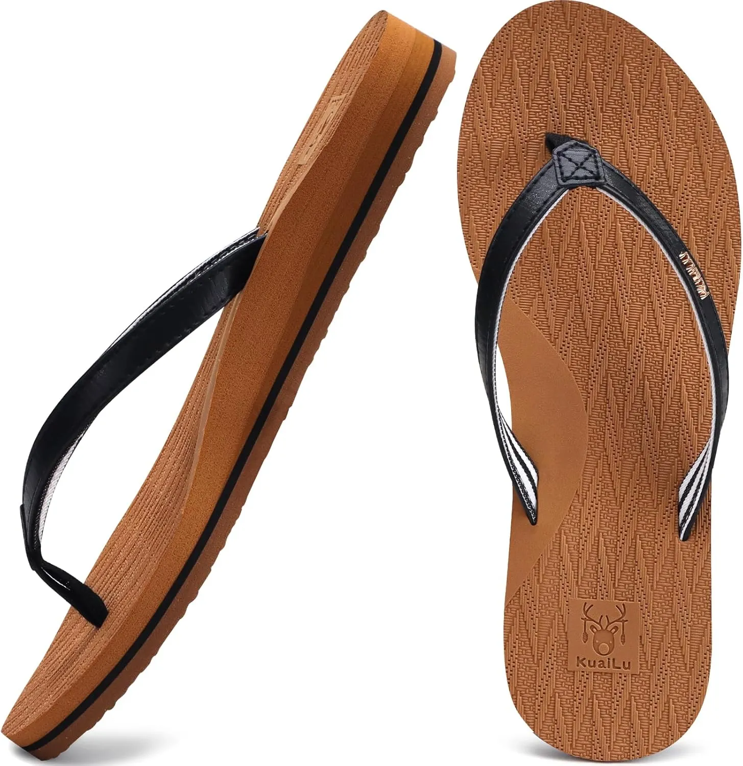 KuaiLu Womens Fashion Flip Flops Ladies Lightweight Summer Beach Yoga Mat Thong Sandals with Comfortable Arch Support