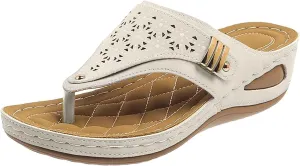 Kubbon Wedge Sandals for Women Comfortable Open Toe Platform Flips Slip On Walking Beach Slides Casual Summer Orthotic Flip Flops with Arch Support