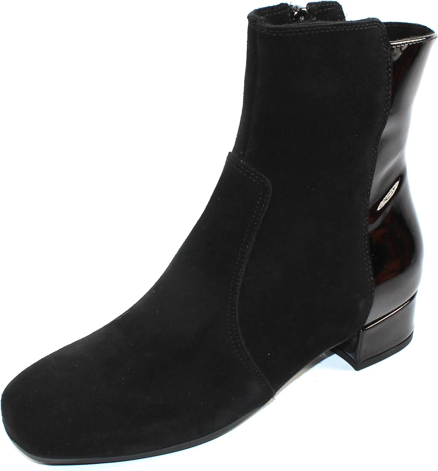 La Canadienne Womens Jil Black Suede/Patent Ankle Boots Size