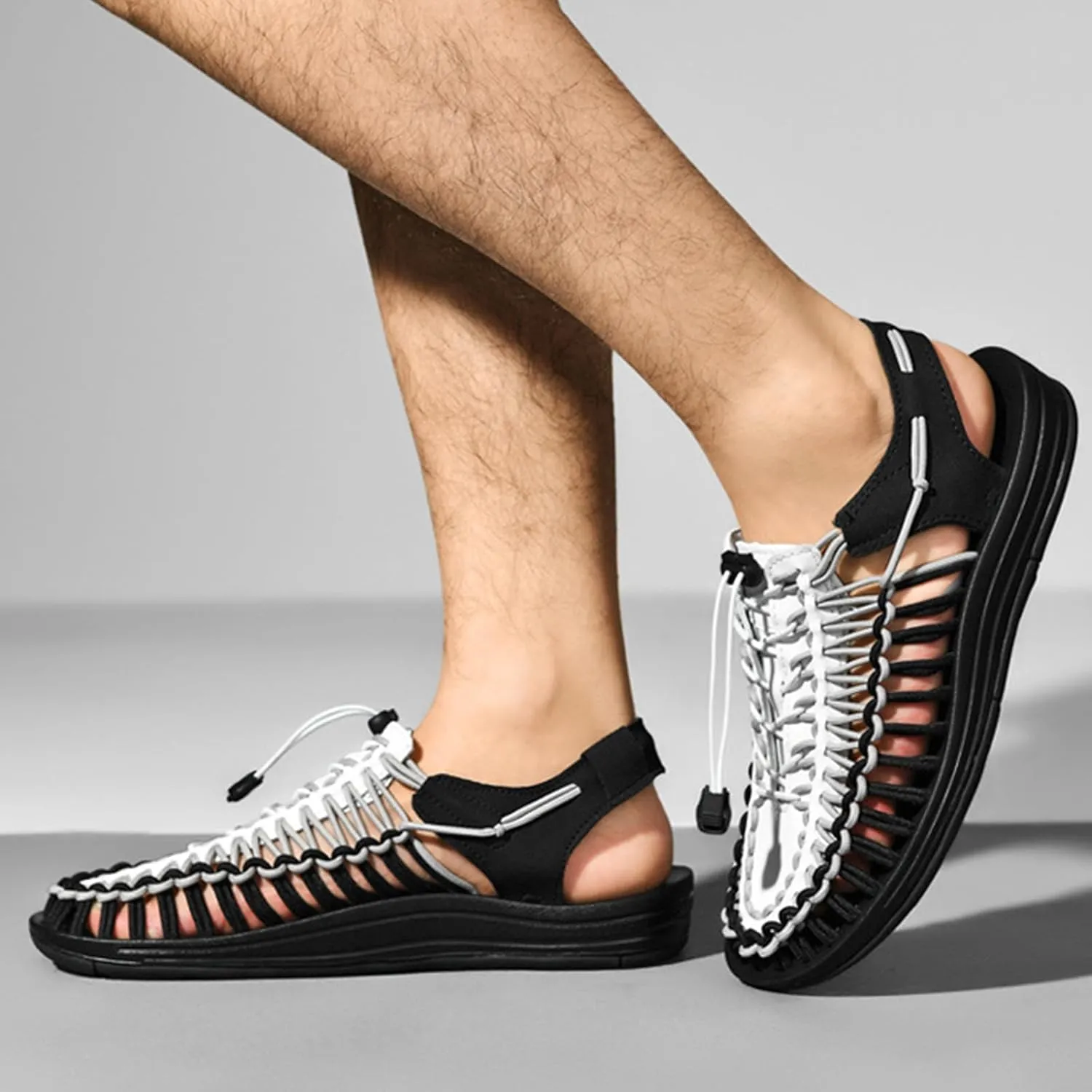 Large Size Unisex Rope Sport Sandals Men's Fisherman Shoes Women's Hand-Woven Shoes Comfortable Couple Lightweight Beach Sandals