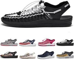 Large Size Unisex Rope Sport Sandals Men's Fisherman Shoes Women's Hand-Woven Shoes Comfortable Couple Lightweight Beach Sandals