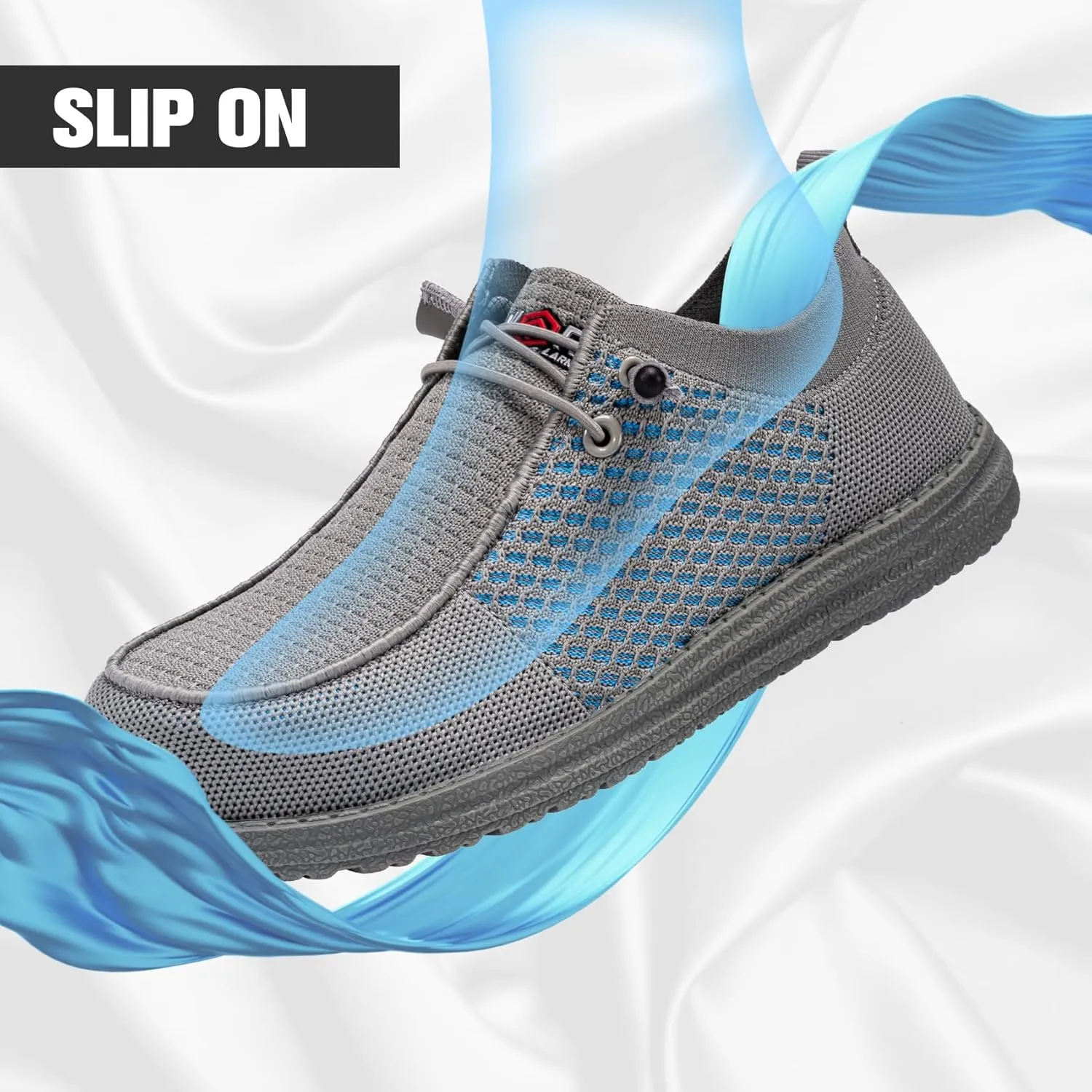 LARNMERN Slip On Steel Toe Shoes Men Lightweight Comfortable Lounging Walking Sneakers Steel Toe Loafers