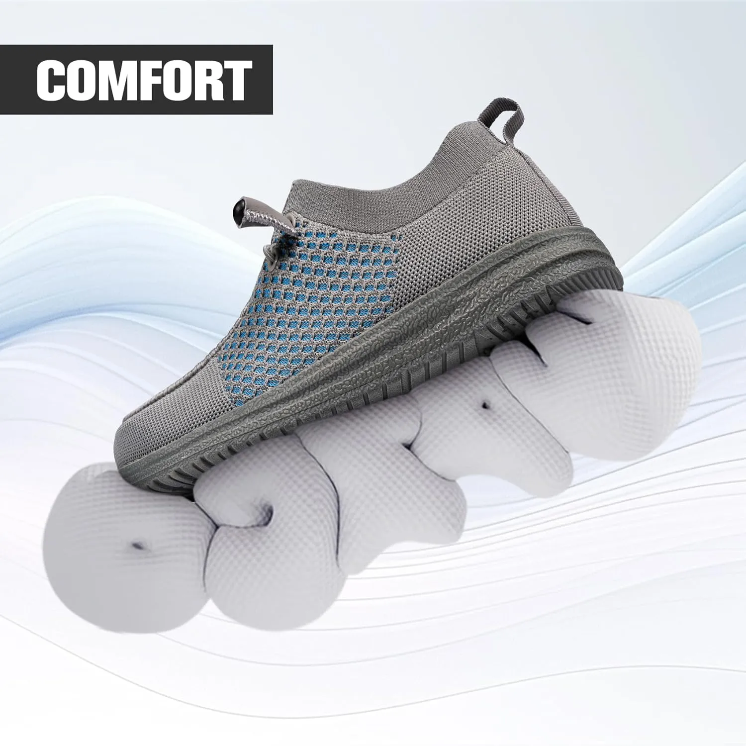 LARNMERN Slip On Steel Toe Shoes Men Lightweight Comfortable Lounging Walking Sneakers Steel Toe Loafers