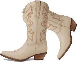 LEHOOR Cowboy Boots Women Embroidered Mid Calf Western Boots Stacked Low Heel Pointed Toe Pull On Cowgirl Boot 4-11 M US