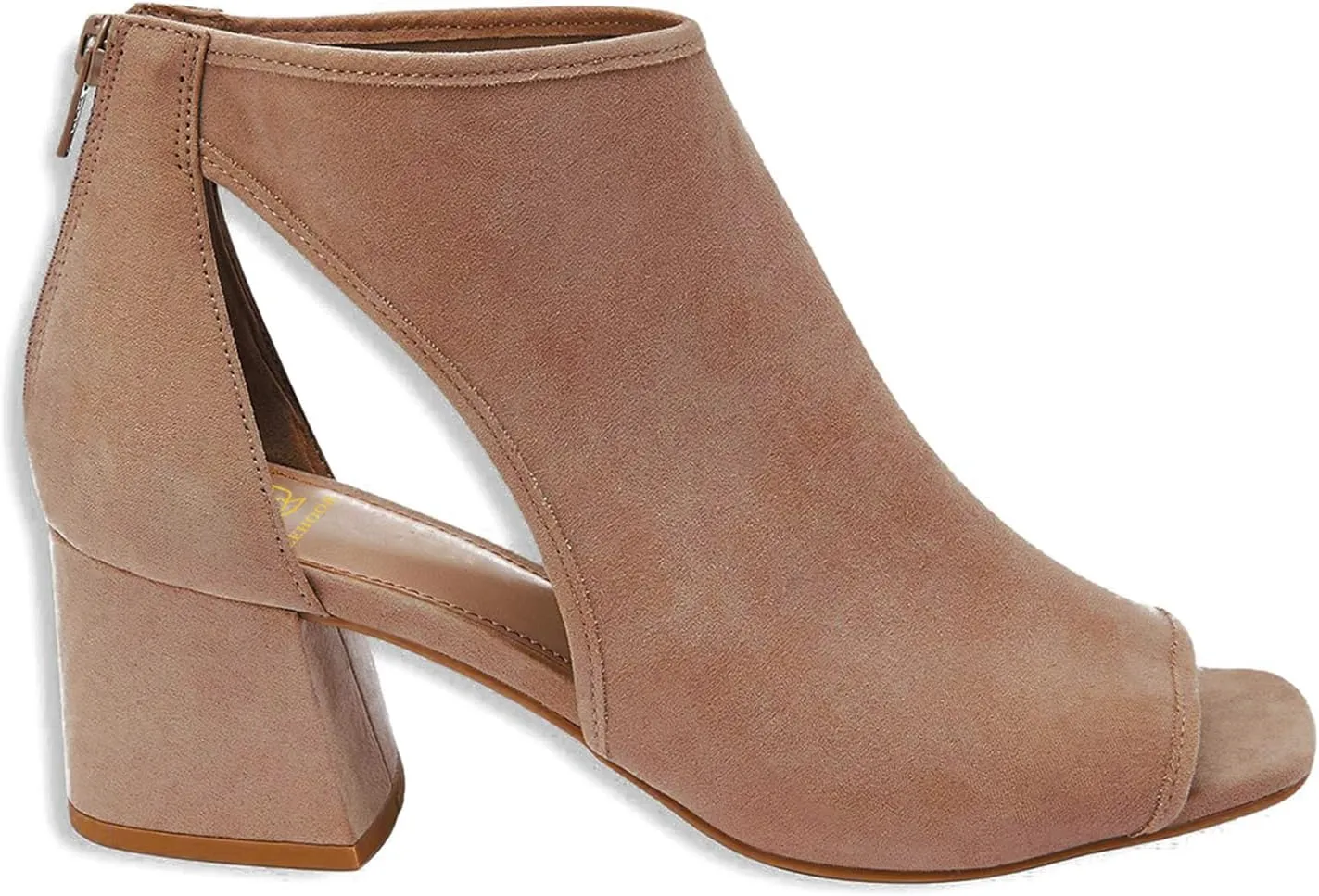 LEHOOR Women Chunky High Heel Booties Suede Open Toe Side Cut-Out Ankle Boots Back Zipper Matte 2” Block Stacked Heel Summer Casual Dress Heeled Ankle Sandal Booties Size 4-13 M US