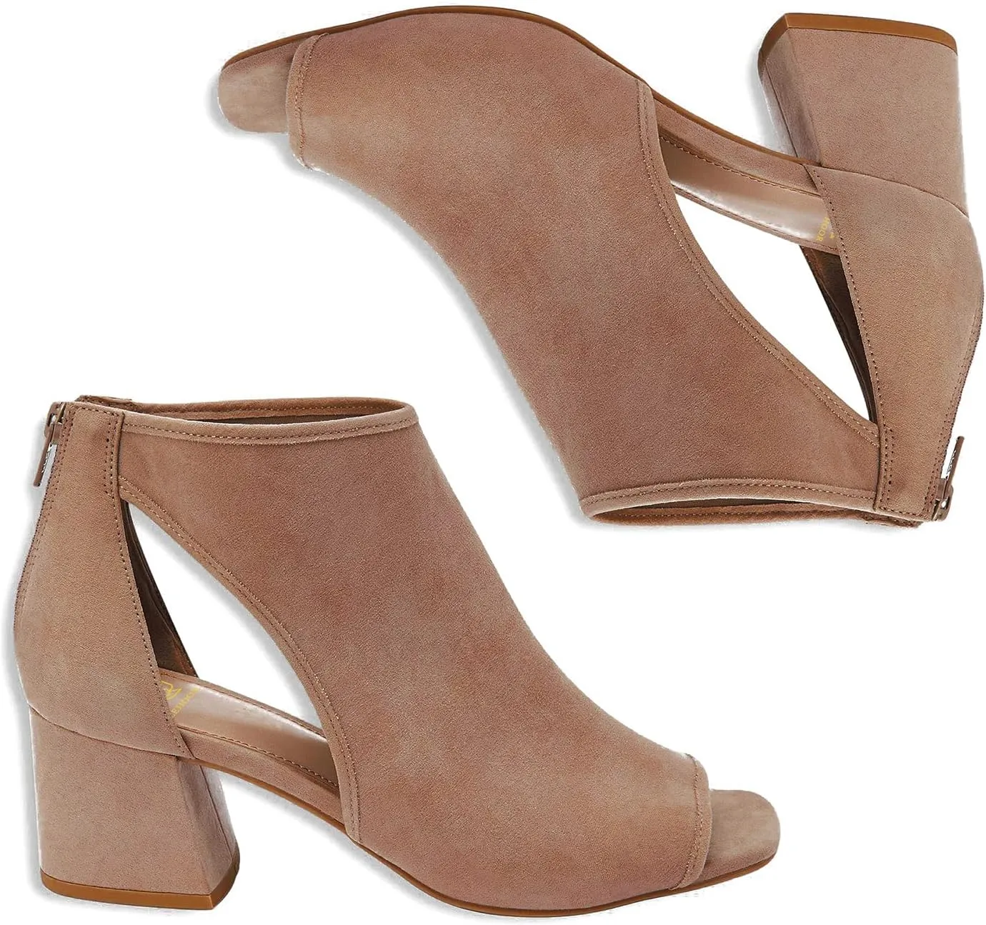 LEHOOR Women Chunky High Heel Booties Suede Open Toe Side Cut-Out Ankle Boots Back Zipper Matte 2” Block Stacked Heel Summer Casual Dress Heeled Ankle Sandal Booties Size 4-13 M US