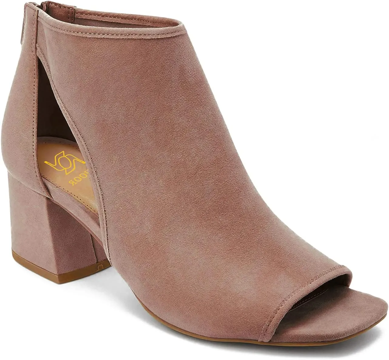 LEHOOR Women Chunky High Heel Booties Suede Open Toe Side Cut-Out Ankle Boots Back Zipper Matte 2” Block Stacked Heel Summer Casual Dress Heeled Ankle Sandal Booties Size 4-13 M US