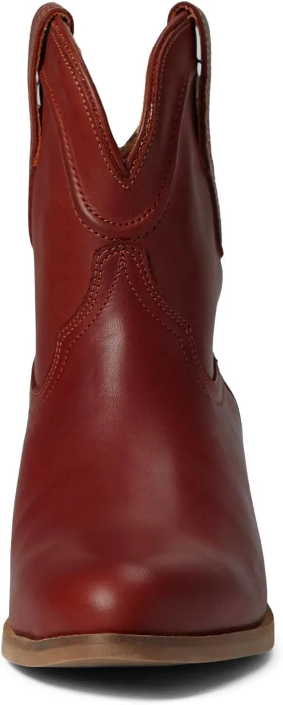 LEHOOR Women Cowboy Western Ankle Boots Pointed toe Low Stacked Heel Cowgirl Booties V Cut Retro Slouch 2 Inch Chunky Block Heel Slip On Short Dress Boots Wide Calf Casual Winter 4-11 M US