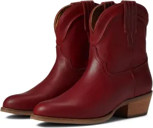 LEHOOR Women Cowboy Western Ankle Boots Pointed toe Low Stacked Heel Cowgirl Booties V Cut Retro Slouch 2 Inch Chunky Block Heel Slip On Short Dress Boots Wide Calf Casual Winter 4-11 M US
