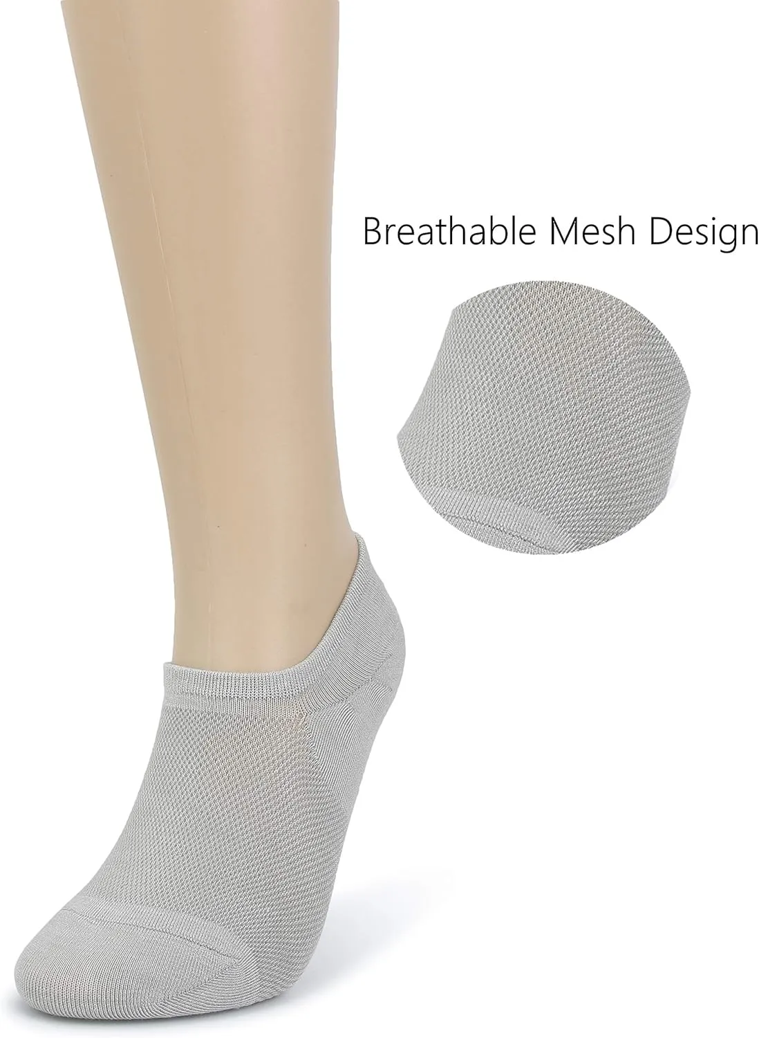 Leotruny Women’s 6 Pairs Bamboo Mesh Design Low Cut Non Slip No Show Socks