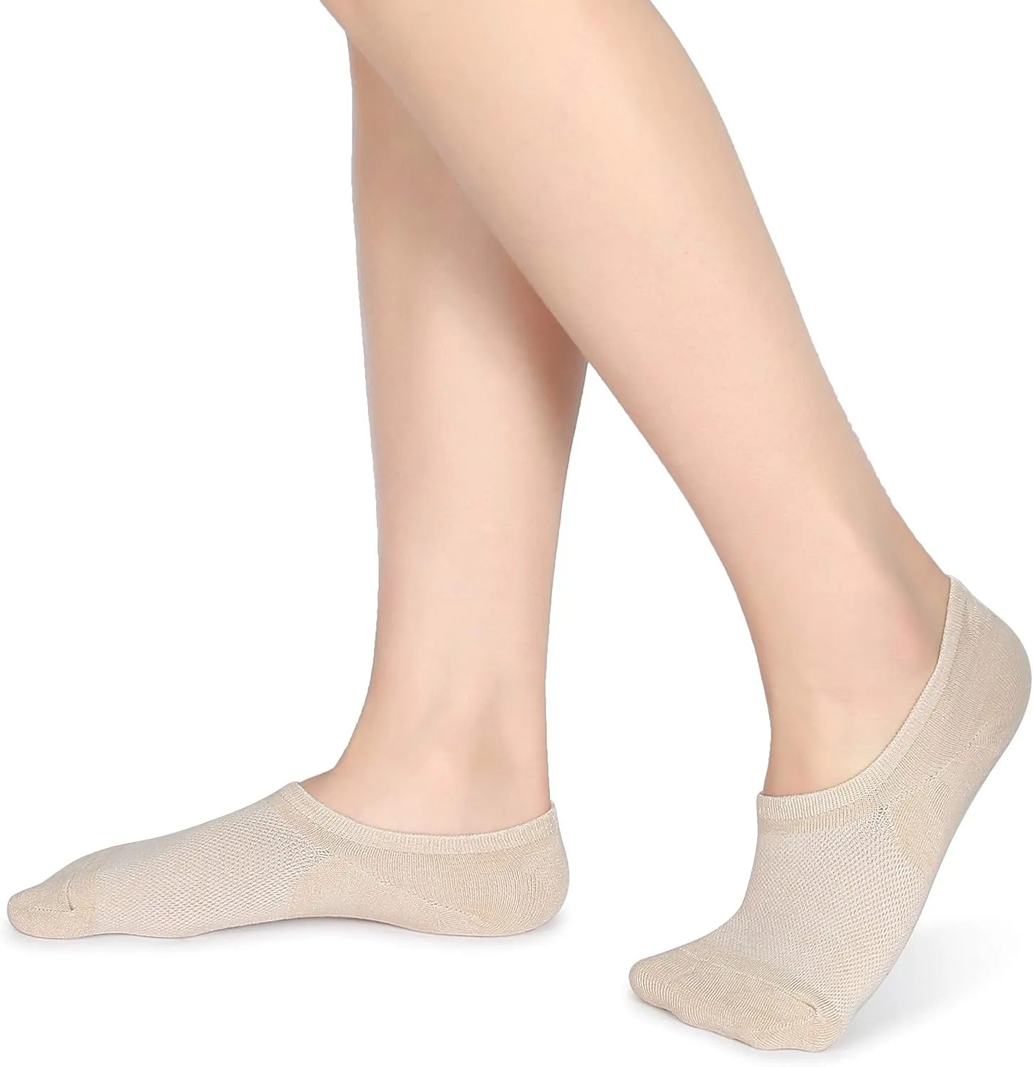 Leotruny Women’s 6 Pairs Bamboo Mesh Design Low Cut Non Slip No Show Socks