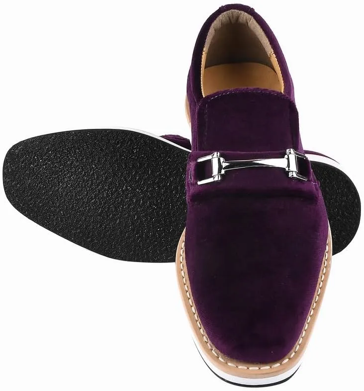 LIBERTYZENO Boys Velvet Kids Buckle Slip On Dress Loafer Shoes for Prom Graduation