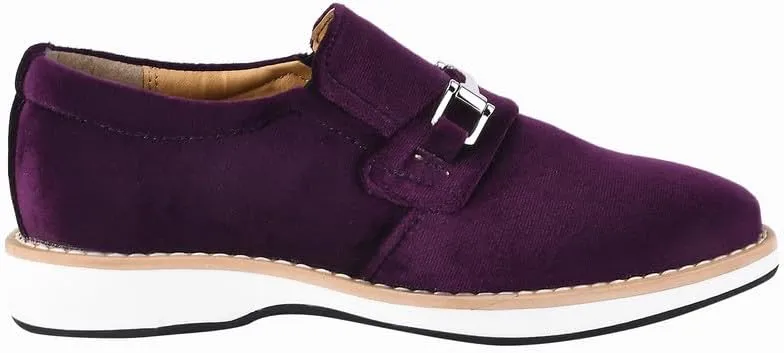 LIBERTYZENO Boys Velvet Kids Buckle Slip On Dress Loafer Shoes for Prom Graduation