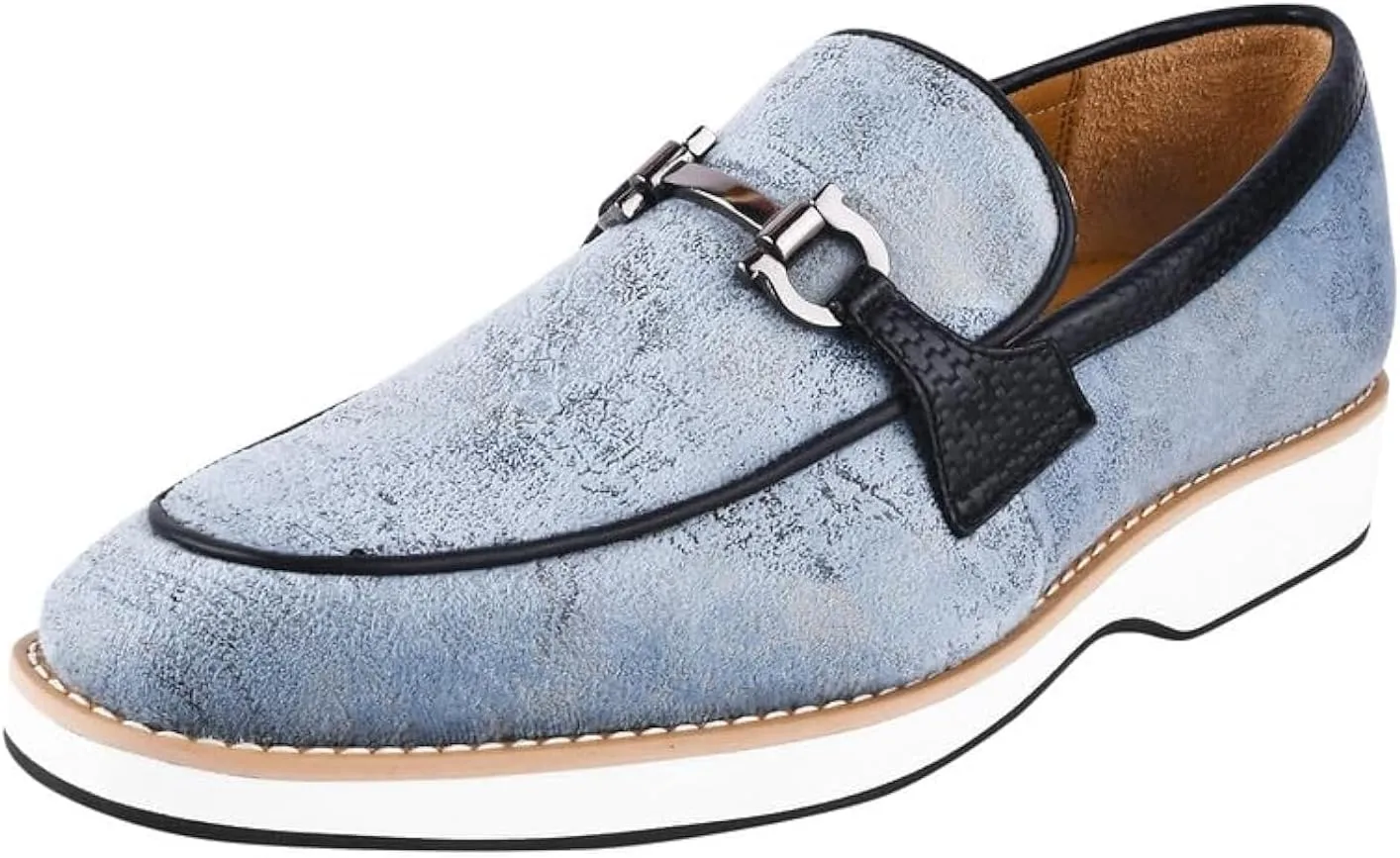 LIBERTYZENO Mens Canvas Textile & Suede Leather Adults Noble Penny Loafers Slip On Prom & Wedding Party Shoes for Prom Graduation