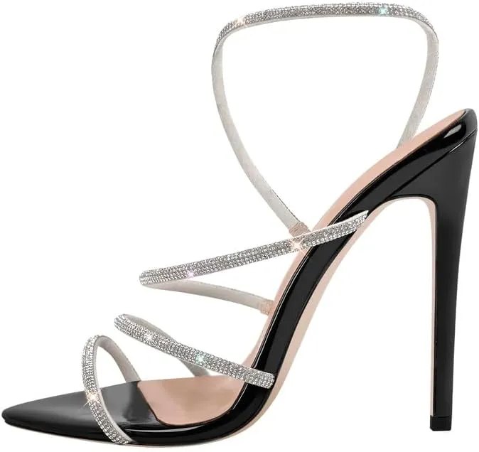 LISHAN Womens Pearl Stiletto High Heel Ankle Strap Buckle For Party Prom