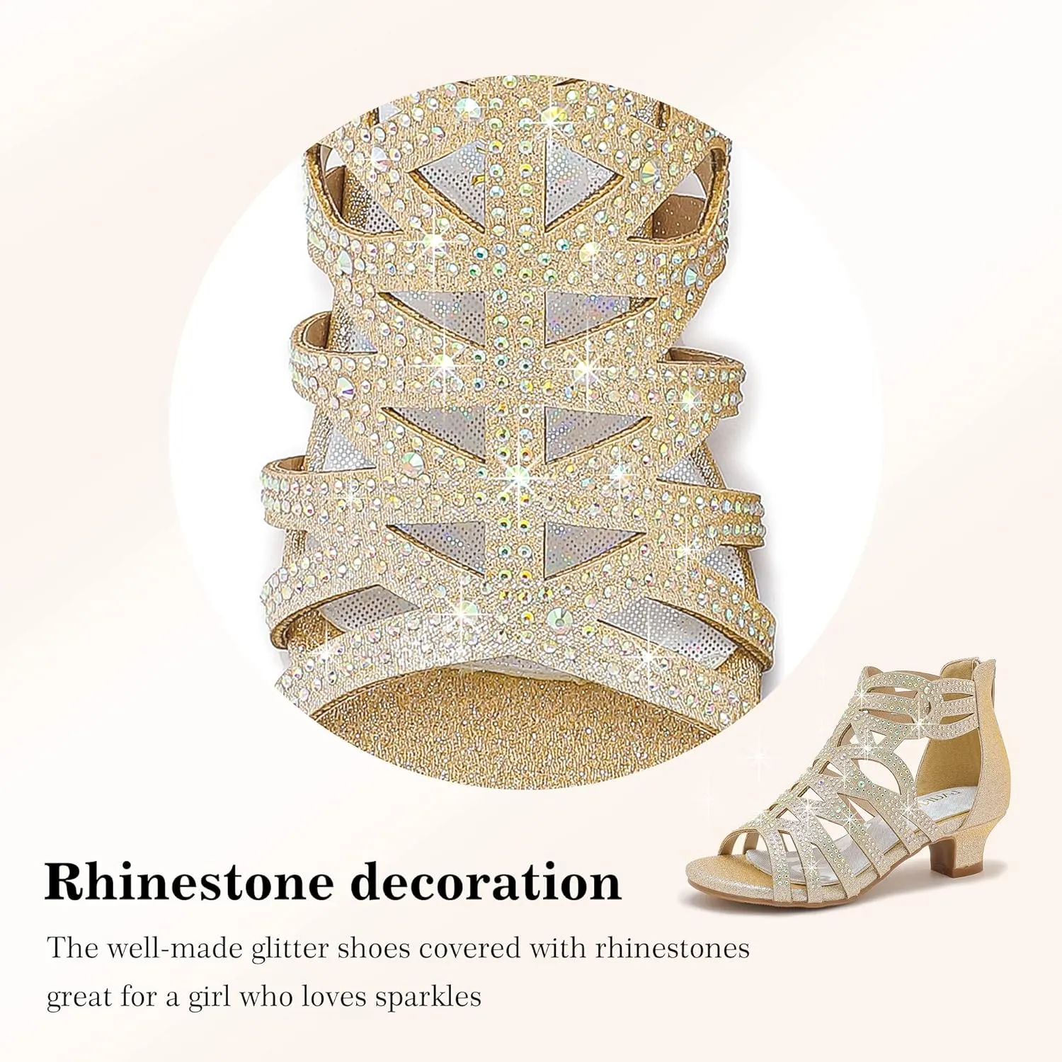 Little Girls Sandals High Heels Formal Shoes Open Toe Pump Sandals Glitter Party Wedding Shoes for Big Kids Toddler