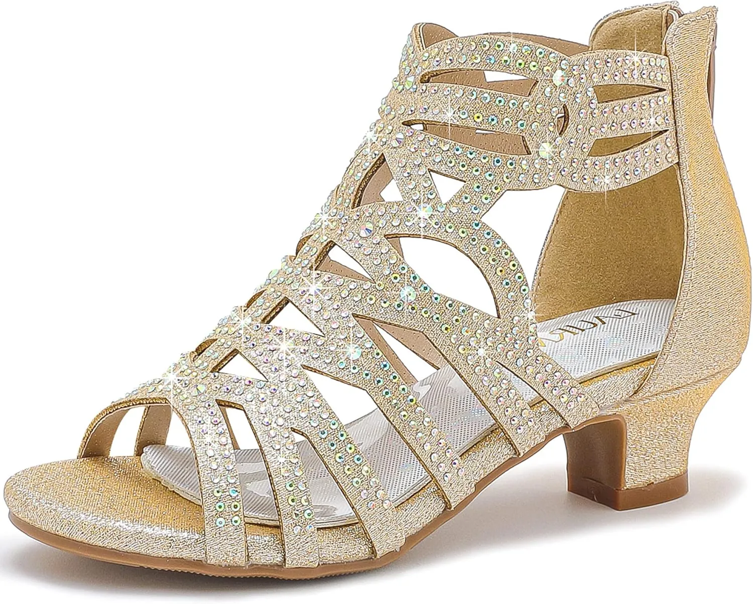 Little Girls Sandals High Heels Formal Shoes Open Toe Pump Sandals Glitter Party Wedding Shoes for Big Kids Toddler