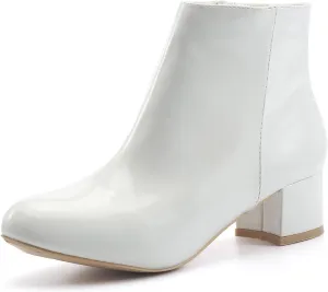 LIURUIJIA Women's Suede Ankle Boots Low Heel Leather Booties Side Zippers Round Toe Short Boots