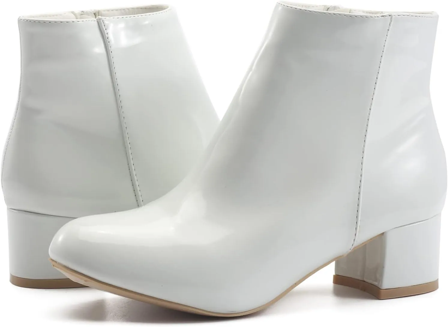 LIURUIJIA Women's Suede Ankle Boots Low Heel Leather Booties Side Zippers Round Toe Short Boots