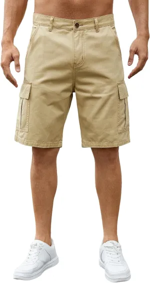 LONGBIDA Men's Loose Fit Denim Cargo Shorts with Multi Pockets
