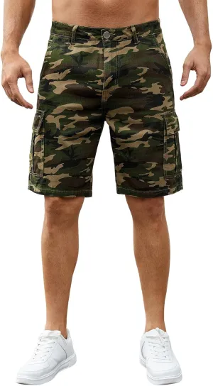 LONGBIDA Men's Loose Fit Denim Cargo Shorts with Multi Pockets