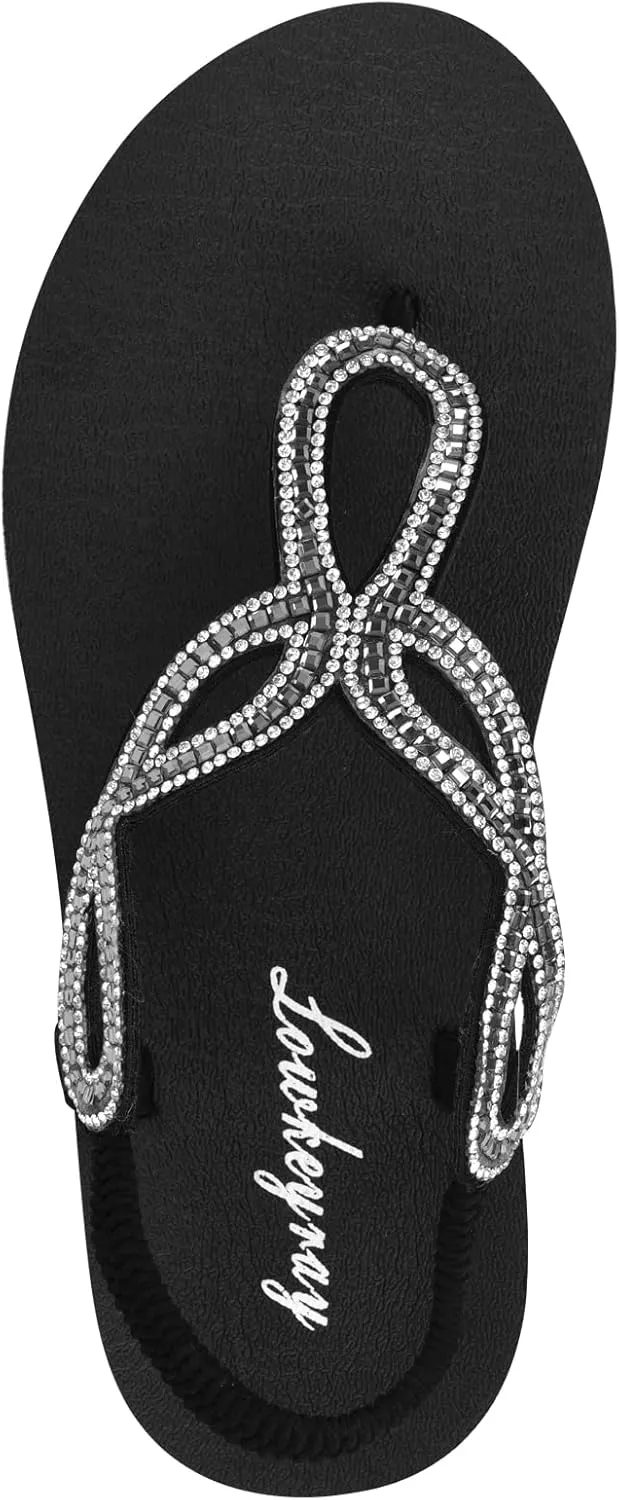 Lowkeyray Women's Summer Sandals womens Flat Sandals Whith Sequins