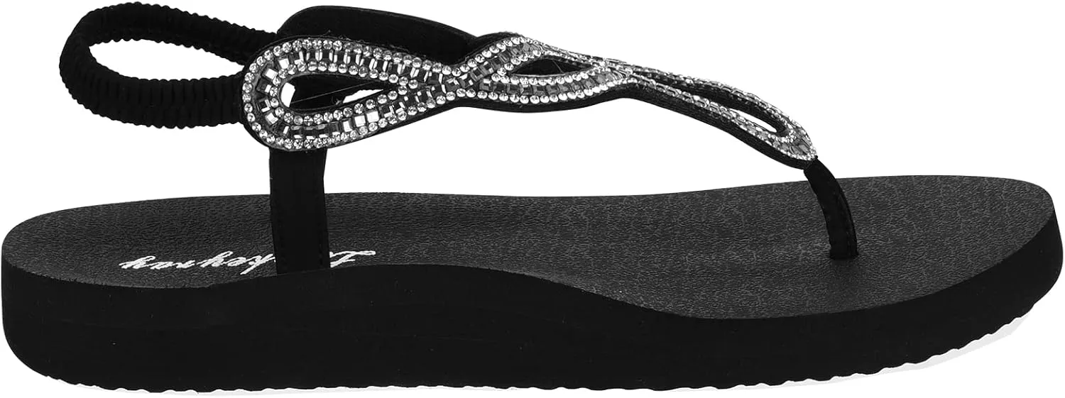 Lowkeyray Women's Summer Sandals womens Flat Sandals Whith Sequins