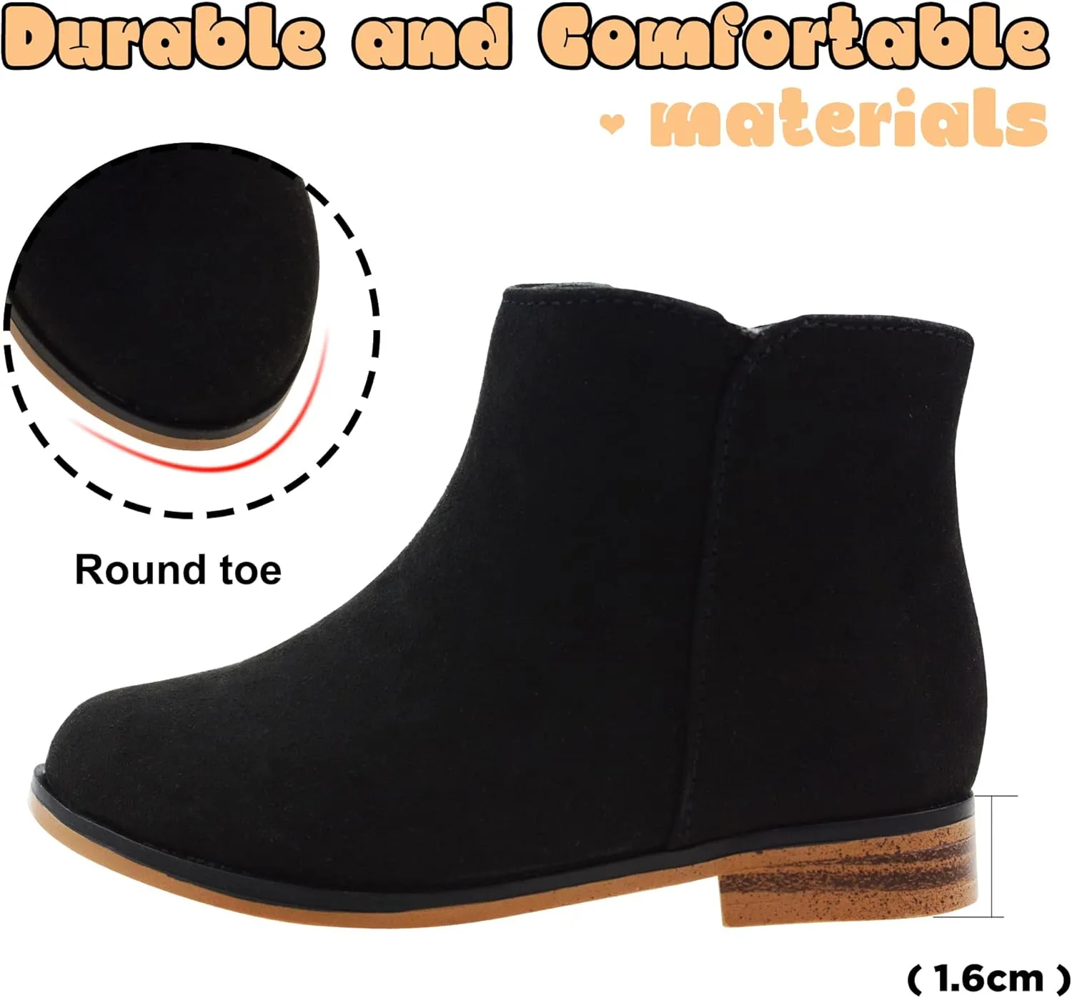 LseLom Girls Boots Ankle Boots for Girls with Zipper Short Suede Booties Fashion Boots for Toddler/Little Kids