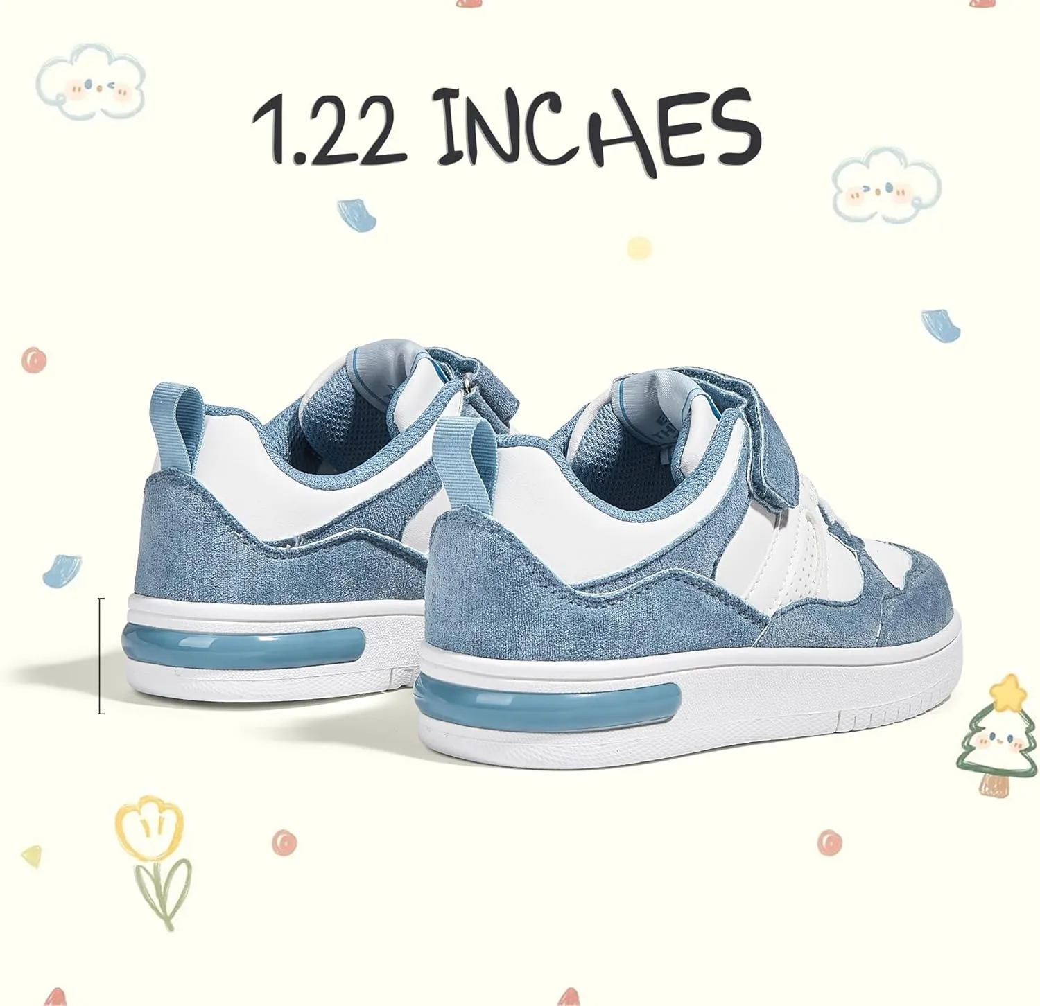 LUCKY STEP Kid's Sneakers School Running Loafers Low Top Walking Tennis Casual Shoes Strap Athletic Fashion Sneakers for Children/Boys/Girls