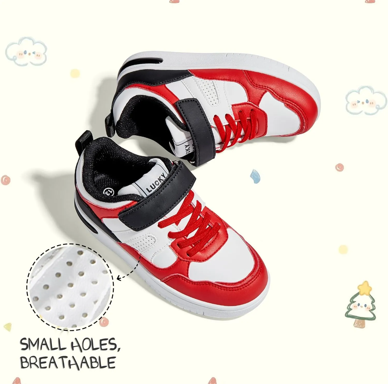 LUCKY STEP Kid's Sneakers School Running Loafers Low Top Walking Tennis Casual Shoes Strap Athletic Fashion Sneakers for Children/Boys/Girls