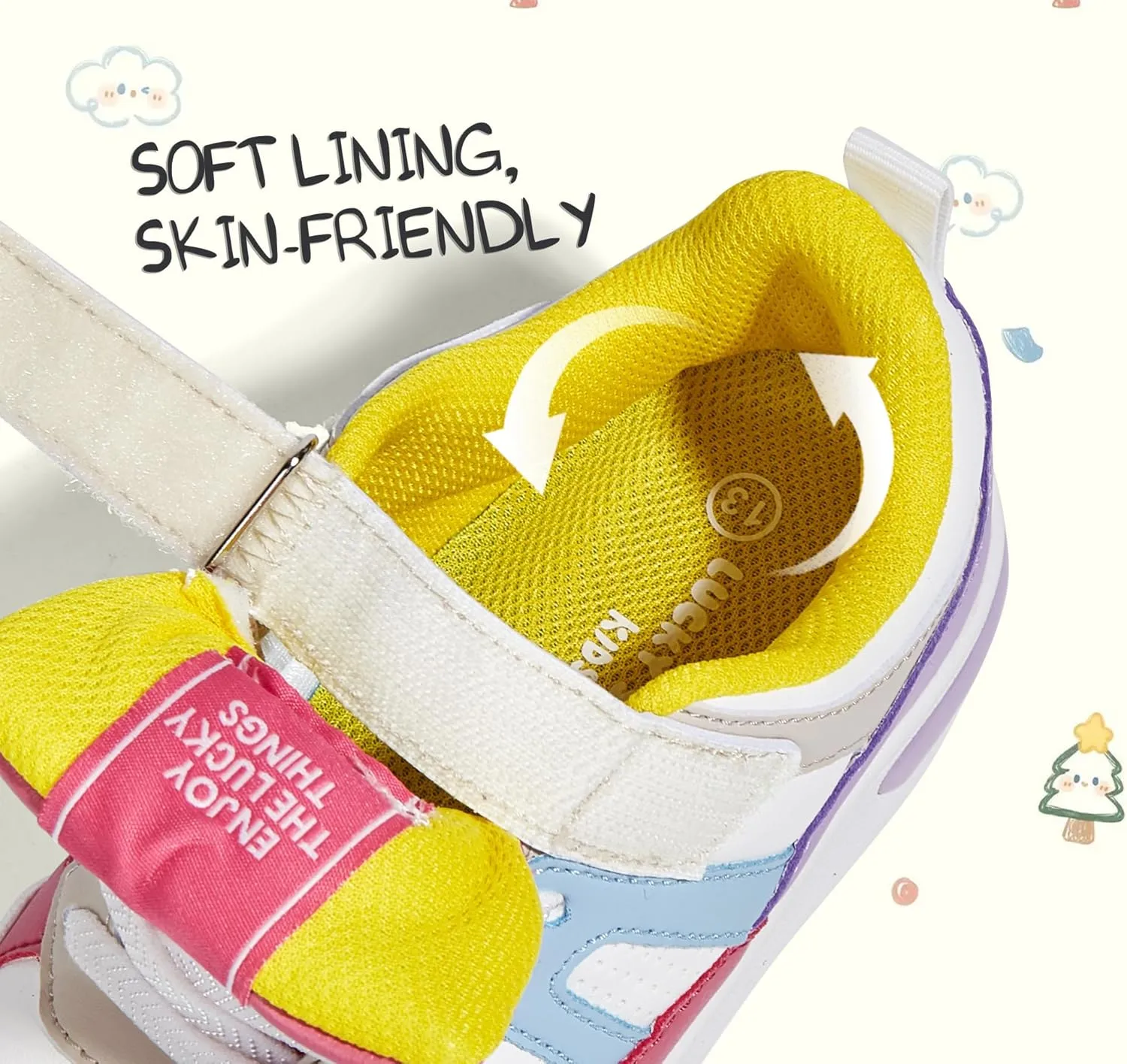 LUCKY STEP Kid's Sneakers School Running Loafers Low Top Walking Tennis Casual Shoes Strap Athletic Fashion Sneakers for Children/Boys/Girls