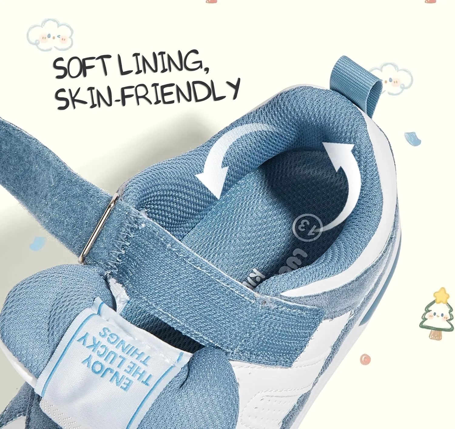 LUCKY STEP Kid's Sneakers School Running Loafers Low Top Walking Tennis Casual Shoes Strap Athletic Fashion Sneakers for Children/Boys/Girls
