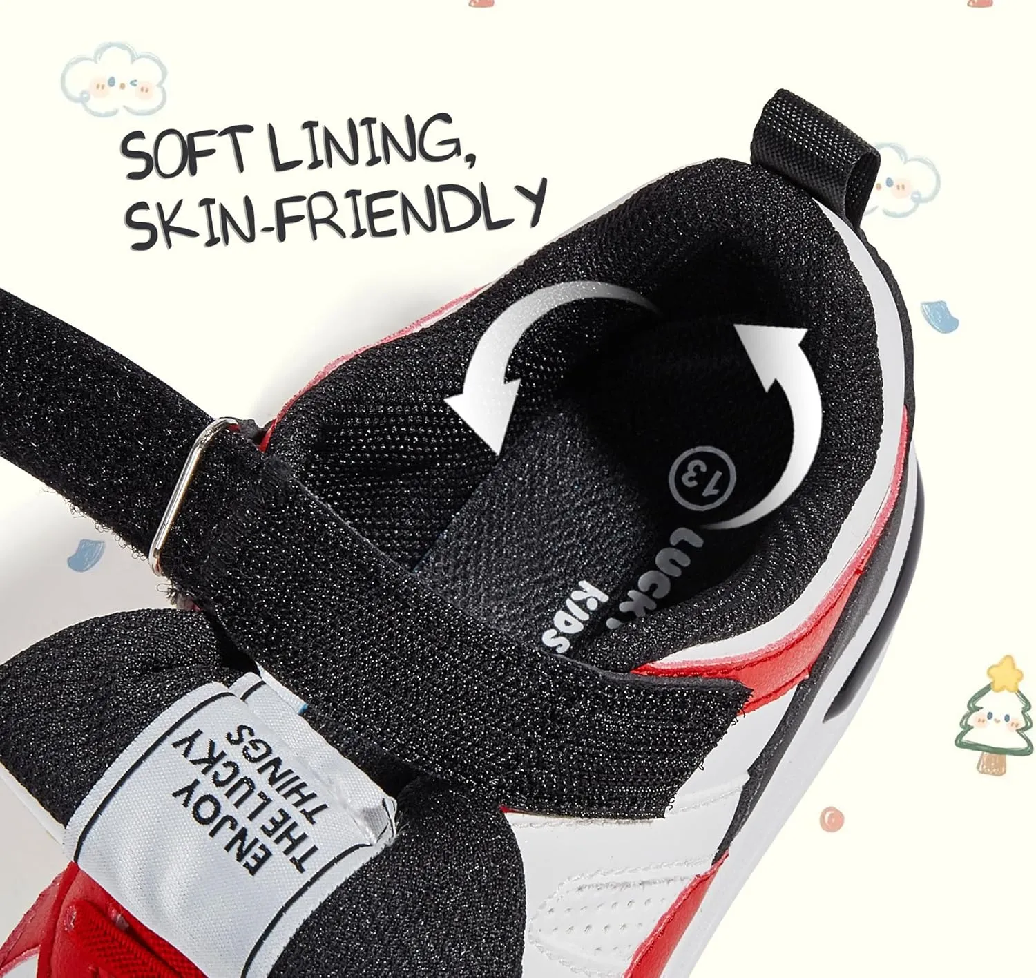 LUCKY STEP Kid's Sneakers School Running Loafers Low Top Walking Tennis Casual Shoes Strap Athletic Fashion Sneakers for Children/Boys/Girls