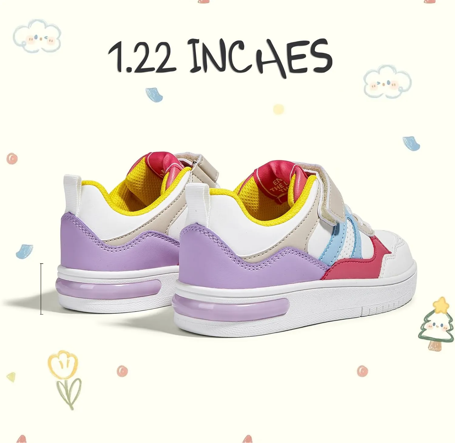 LUCKY STEP Kid's Sneakers School Running Loafers Low Top Walking Tennis Casual Shoes Strap Athletic Fashion Sneakers for Children/Boys/Girls
