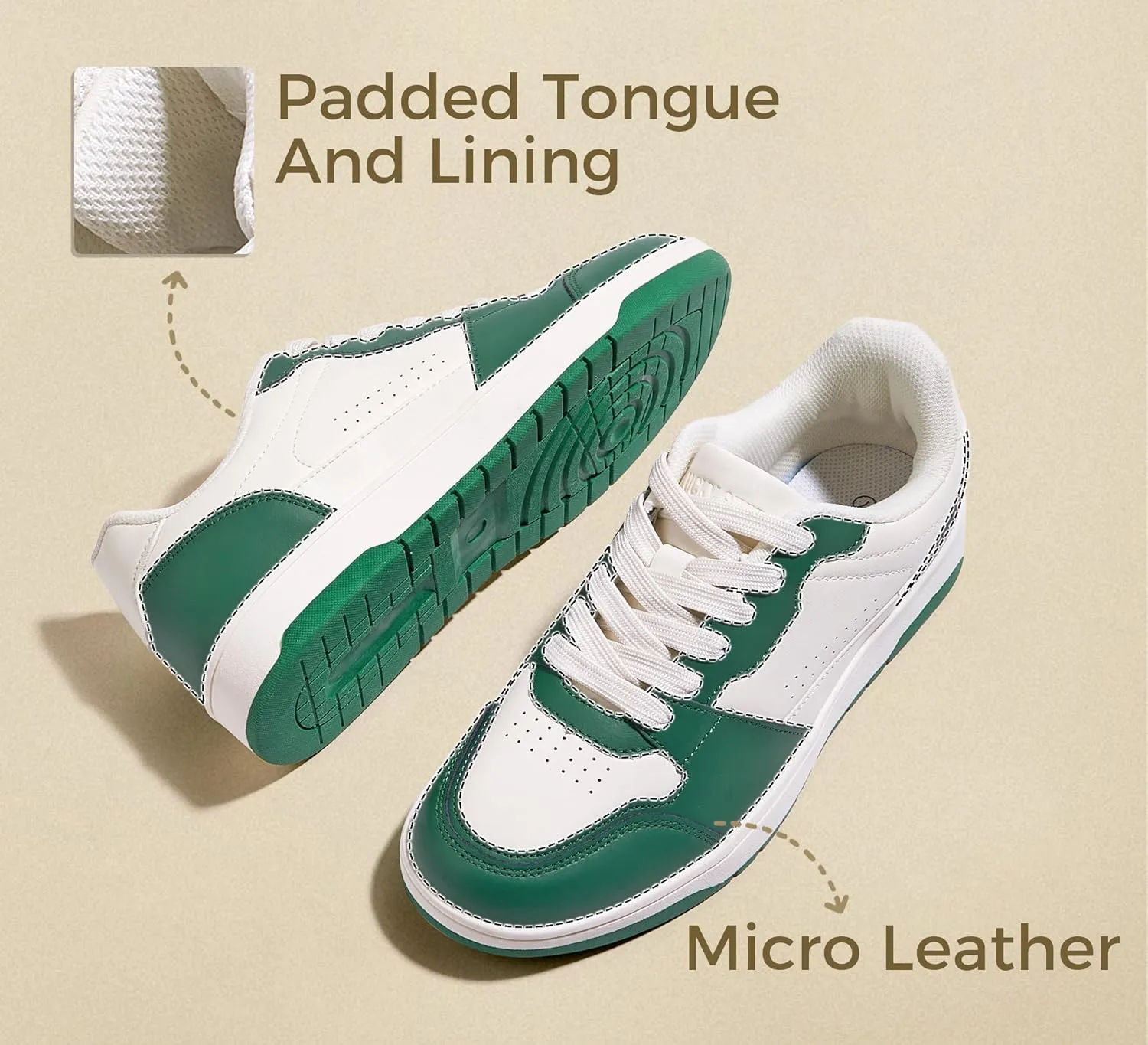 LUCKY STEP Men's Fashion Sneakers Lace Up Casual Low Top Anti-Slip Tennis Skateboard Basketball Walking Shoes
