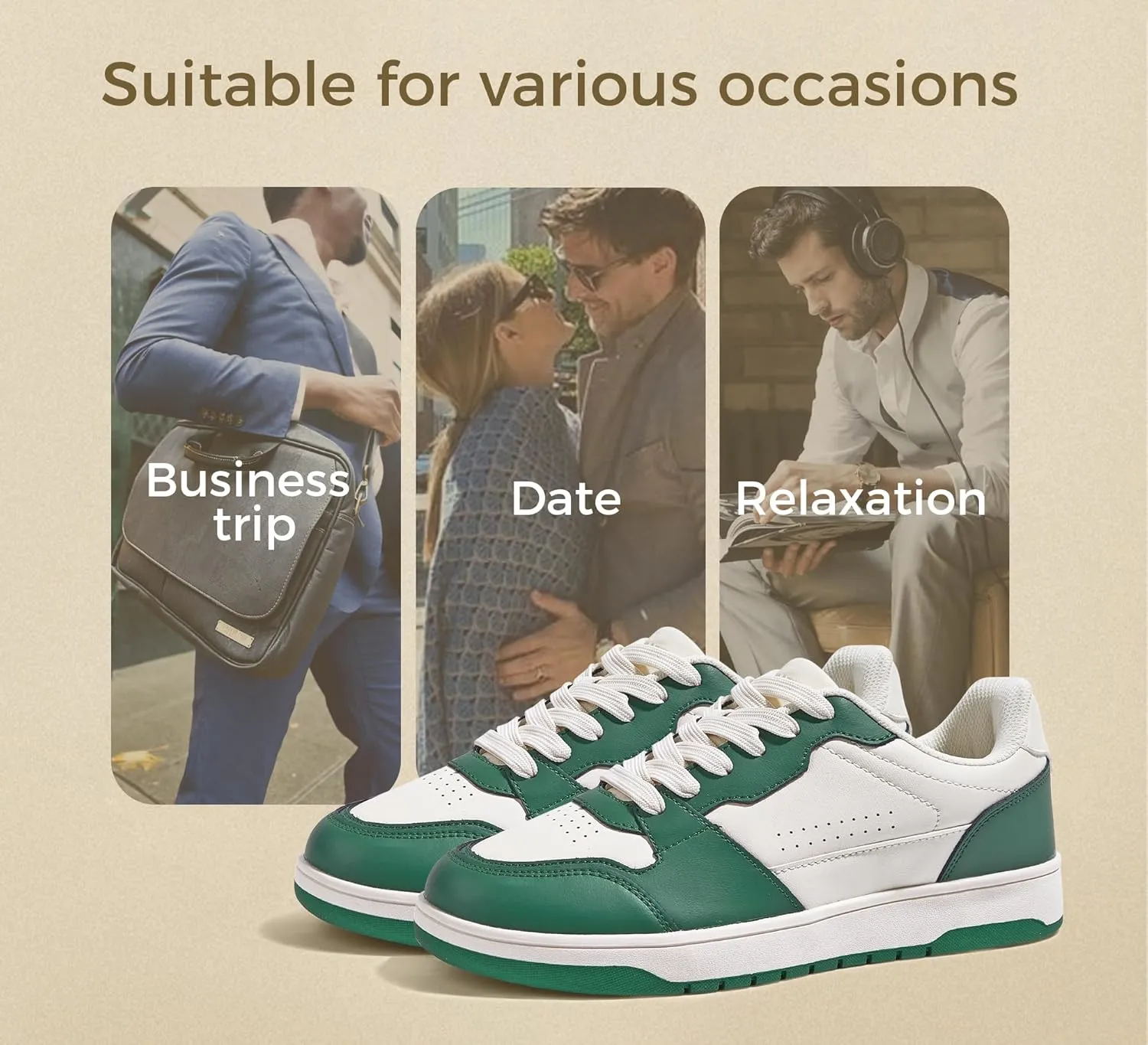 LUCKY STEP Men's Fashion Sneakers Lace Up Casual Low Top Anti-Slip Tennis Skateboard Basketball Walking Shoes