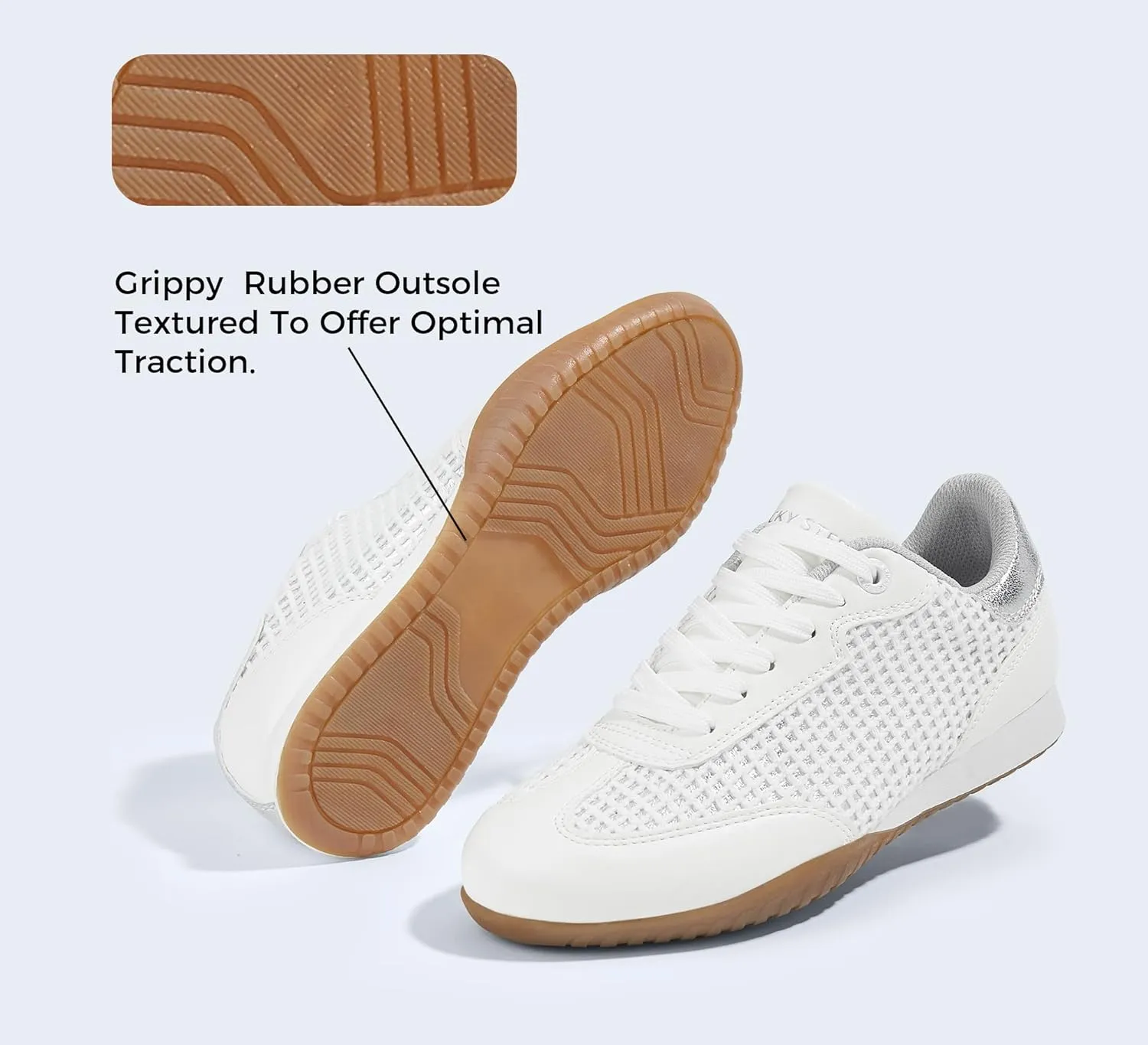 LUCKY STEP Women's Fashion Tennis Sneakers Casual Low Top Retro Lace-up Stylish Travel Lifestyle Trendy Walking Shoes
