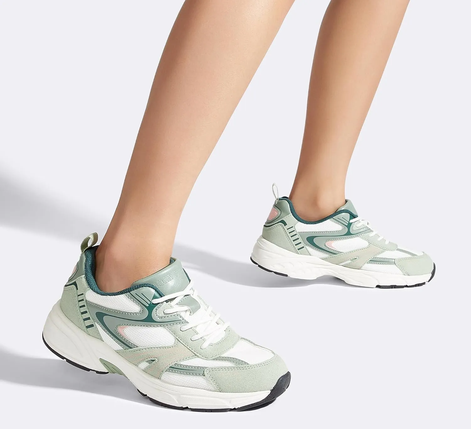 LUCKY STEP Women's Mesh Casual Fashion Sneakers Lace Up Lightweight Running Shoes Non Slip Breathable Chunky Shoes
