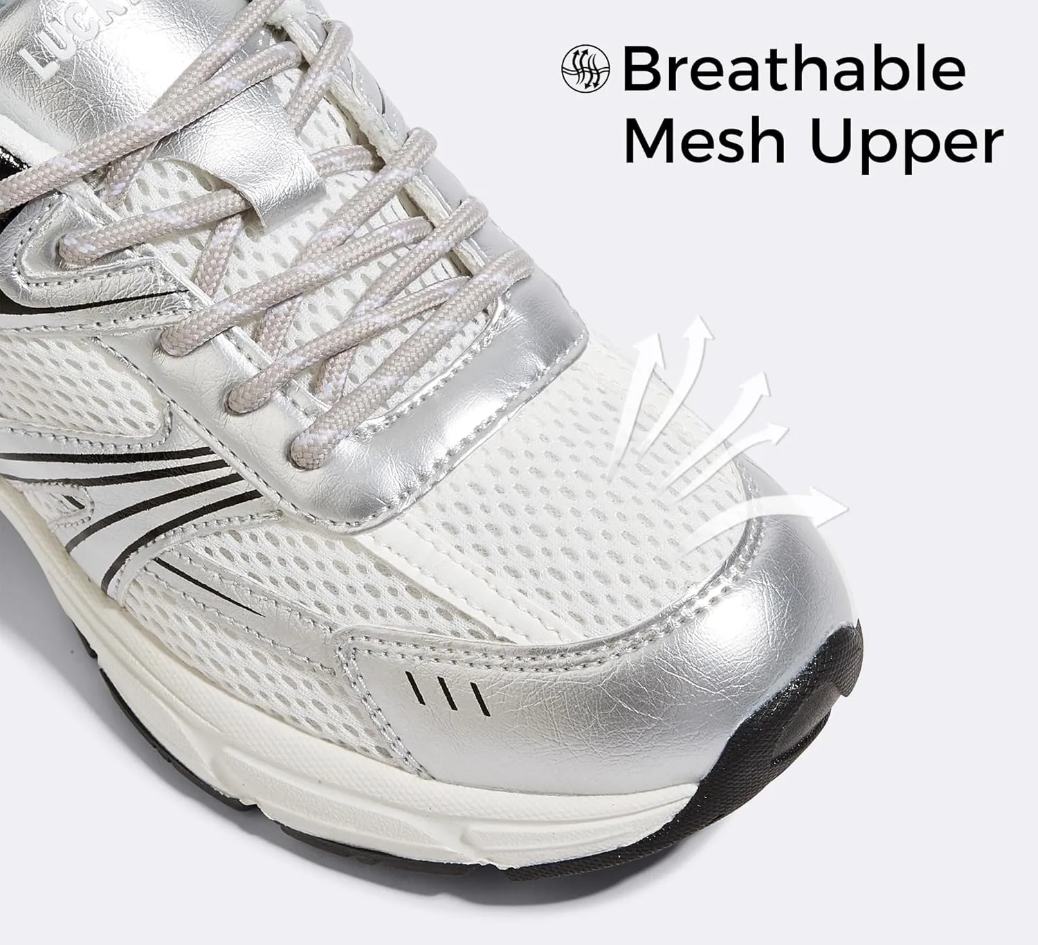 LUCKY STEP Women's Mesh Casual Fashion Sneakers Lace Up Lightweight Running Shoes Non Slip Breathable Chunky Shoes