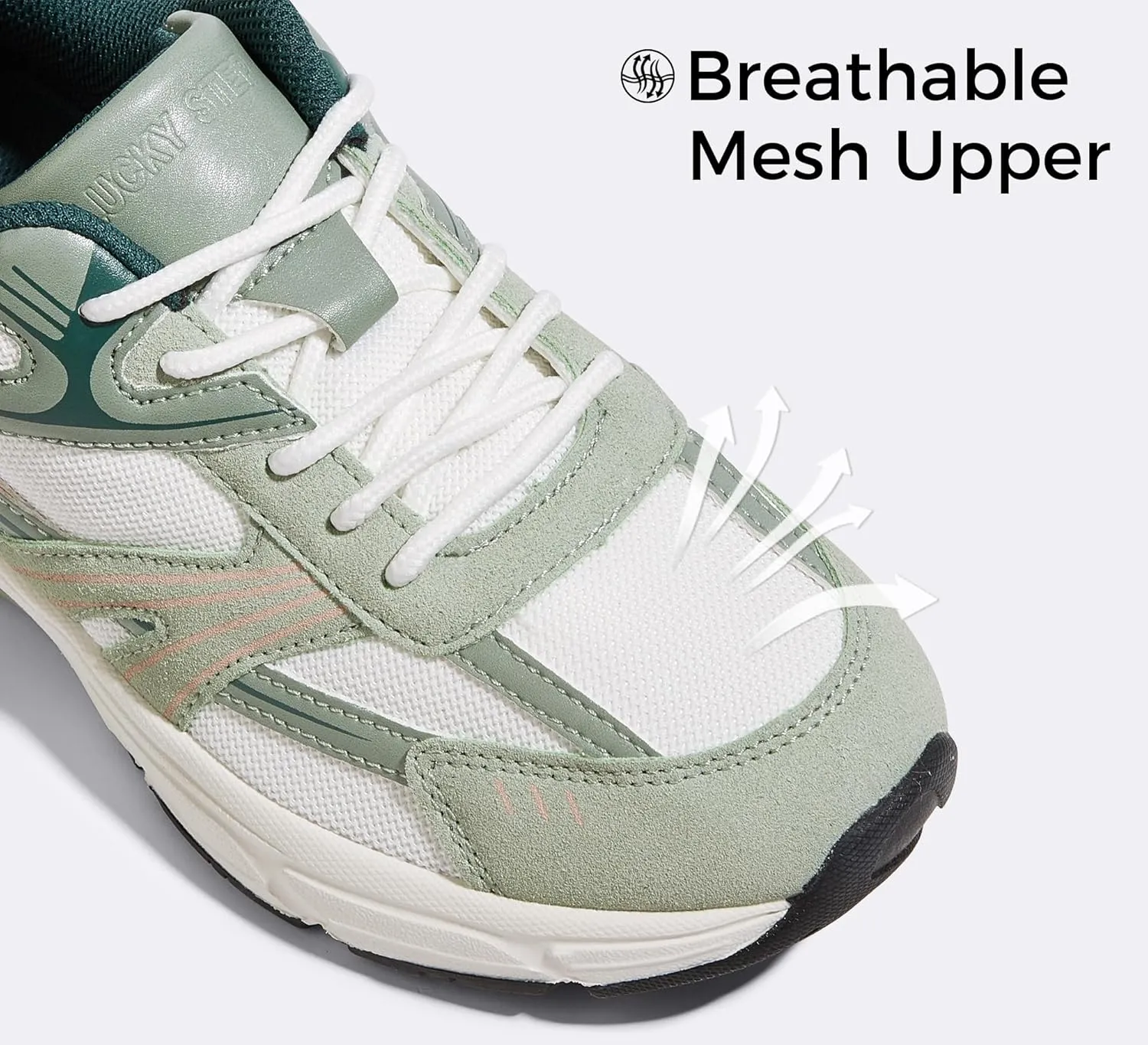 LUCKY STEP Women's Mesh Casual Fashion Sneakers Lace Up Lightweight Running Shoes Non Slip Breathable Chunky Shoes