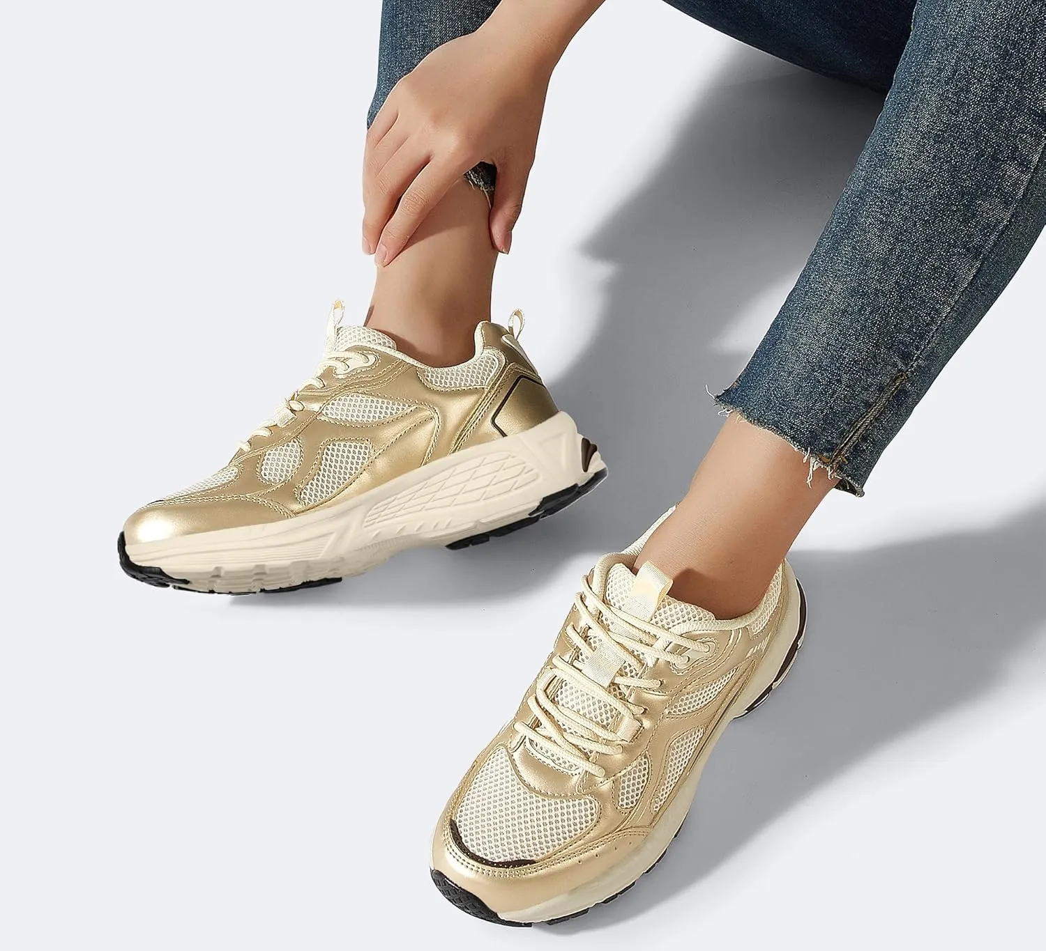 LUCKY STEP Women's Platform Chunky Fashion Sneakers Mesh Casual Running Tennis Workout Sport Work Trendy Athletic Walking Shoes