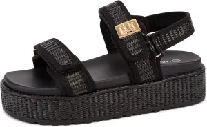 LUCKY STEP Women's Raffia Platform Wedge Sandals Open Toe Slingback Sandals Adjustable Double Strap Beach Sandals