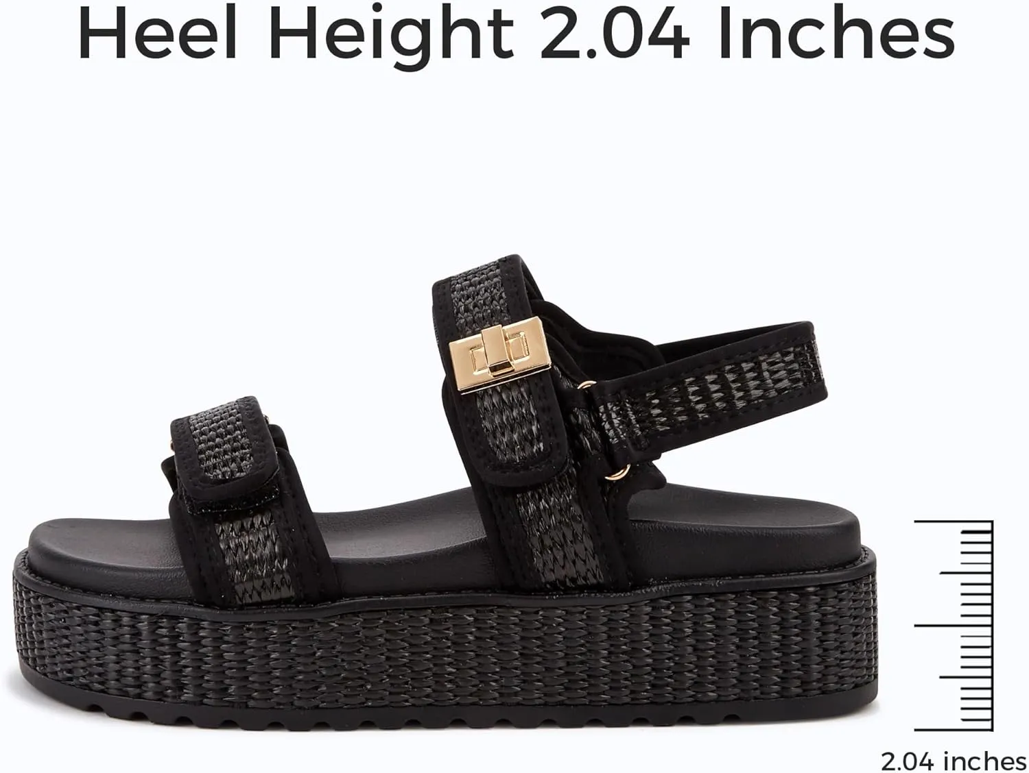 LUCKY STEP Women's Raffia Platform Wedge Sandals Open Toe Slingback Sandals Adjustable Double Strap Beach Sandals