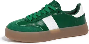LUCKY STEP Women's Retro Sneakers Fashion Classic Casual Tennis Platform Gum Sole Anti Slip Footwear Faux Leather Trainers Walking Skate Shoes
